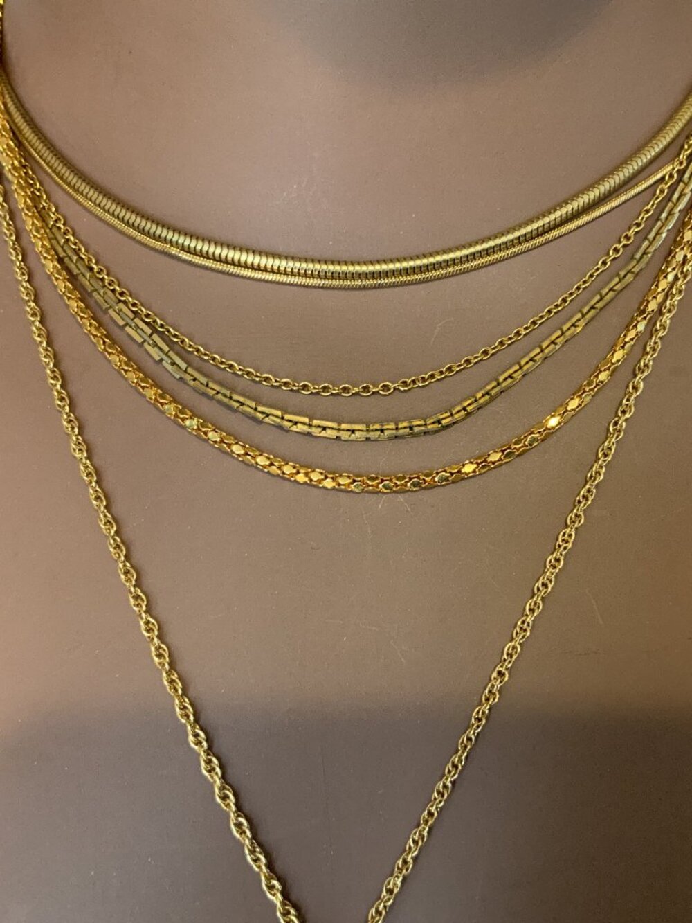 Vintage Gold Tone Necklaces, Ankle Bracelets.